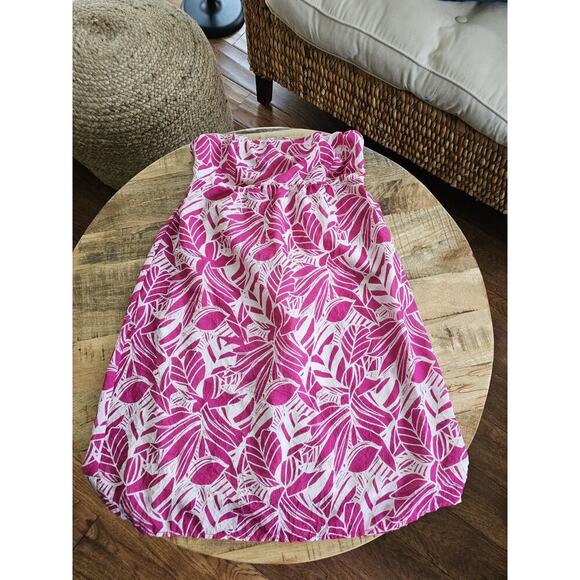 AMERICAN EAGLE Outfitters Crinkled Strapless Dress 6 Pink & White Tropical Beach - Picture 1 of 8